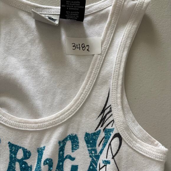 Harley Davidson Women's Large White Fallen Angel Tribal Graphic Biker Tank Tops - Picture 10 of 10